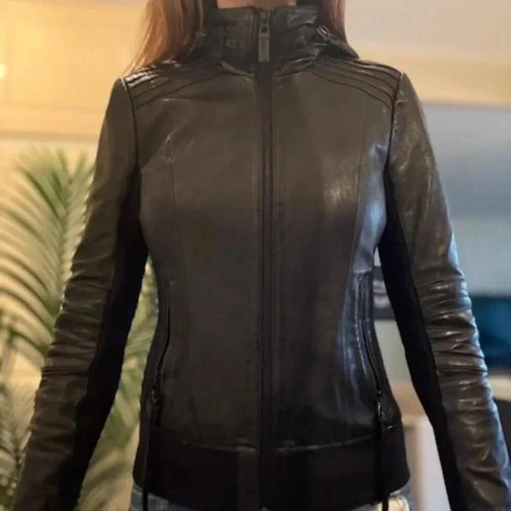 Classic Black Leather Jacket, Rudsak, US S - Picture 2 of 7